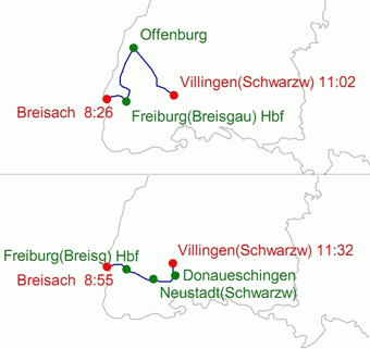 Verbindungen zwischen Breisach und Villingen